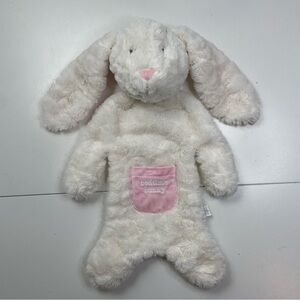 MudPie White Pink Bunny Rabbit Plush Cuddler Baby Security Blanket Bedtime 19”